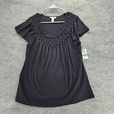 Style Co Shirt Womens Large Short Sleeve Black