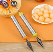 Dual-Function Stainless Steel Fruit Melon Carving Spoon Baller Digging Tool Dazz