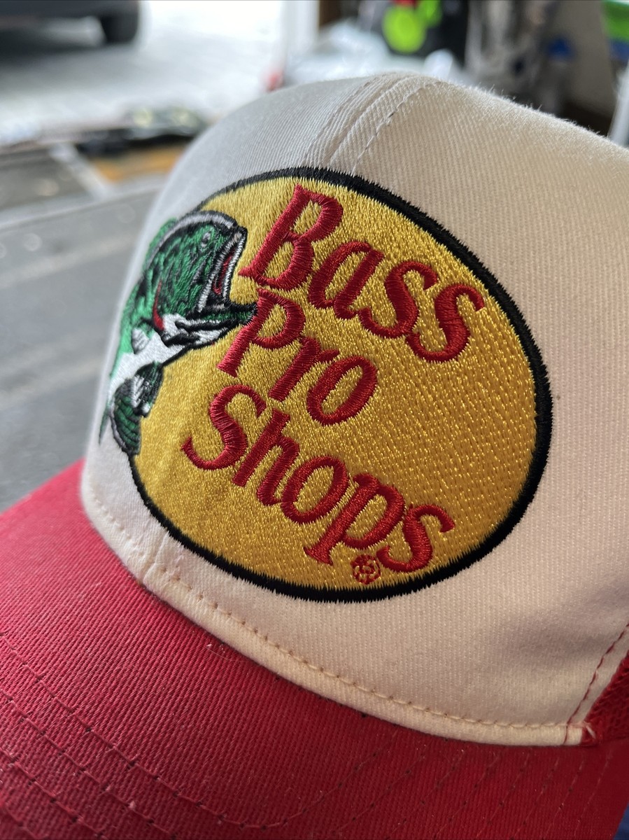 Vintage BASS PRO SHOPS Red & White Snapback Trucker Hat