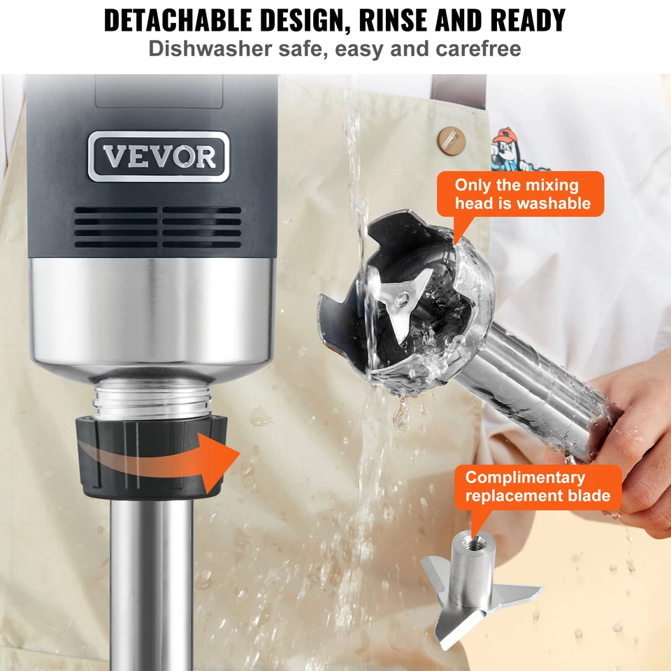 VEVOR Commercial Immersion Blender Heavy Duty Hand Mixer 750W Variable Speed - image 3 of 4