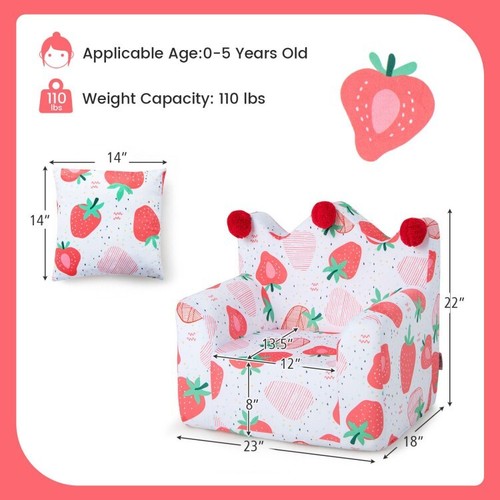 Lightweight Ergonomic Kids Sofa Chair Toddler Armchair w/Armrest & Extra Pillow - Picture 3 of 10
