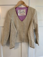 Lee Anderson Couture Art To Wear Beige Linen Jacket W/ Sashes Sz S EUC