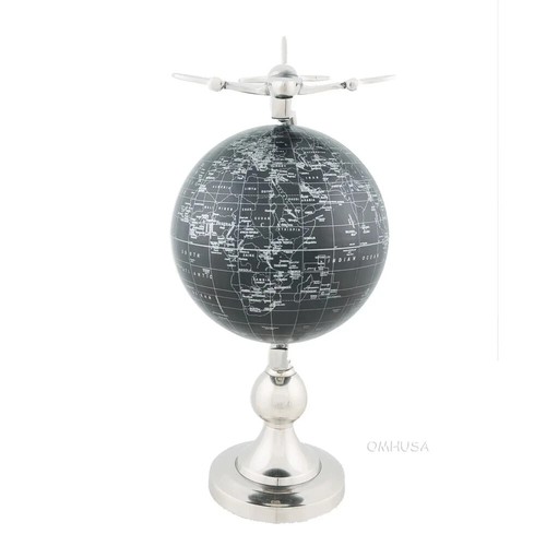 Flugzeug auf Globe mit Messingständer | Handgefertigte Kunststoffkugel mit Aluminiumflugzeug - Bild 4 von 8