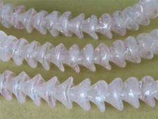 12 12 mm Three Petal Flower Beads: Crystal/Light Pink Pinstripe