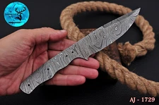 FULL TANG CUSTOM HANDMADE FORGED DAMASCUS STEEL BLANK BLADE SKINNER KNIFE 1729