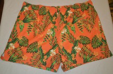 Men's George Orange Palm Leaves Drawstring Waist Mesh Lined Swim Shorts 3XL