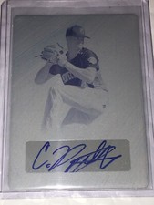 CHASE PETTY 2020 LEAF PERFECT GAME CYAN PRINTING PLATE AUTOGRAPH #1/1 TWINS REDS