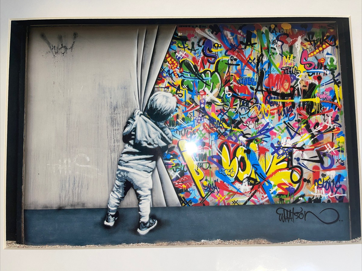 Martin Whatson Behind The Curtain art print w/COA Art Basel matted