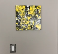 Original Abstract Acrylic Pour Painting On Canvas ( Ready To Hang ) 14x14