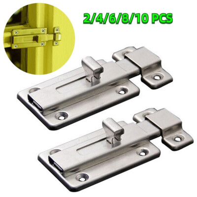 Stainless Steel Latch Sliding Silver Doors Lock Keyless Door Bolt For Door Lot