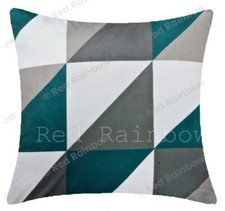 Teal Blue & Grey Geometric Cushion Cover 18 inch / 45 cm ® Red Rainbow