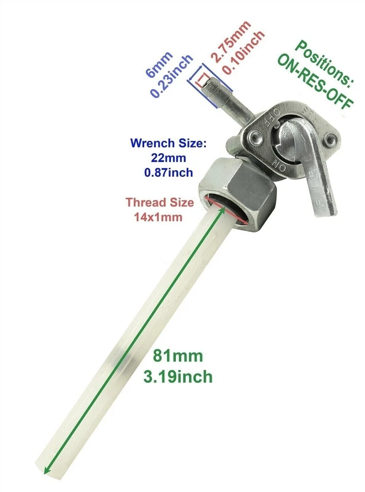 Gas Fuel Petcock Valve For Honda XL80S XL 80S 1980 1981 Valve Switch Tap 14mm Foto 2 de 4