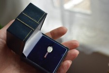 diamond ring 0.25 ct genuine sliced diamond silver 925 size P sterling silver