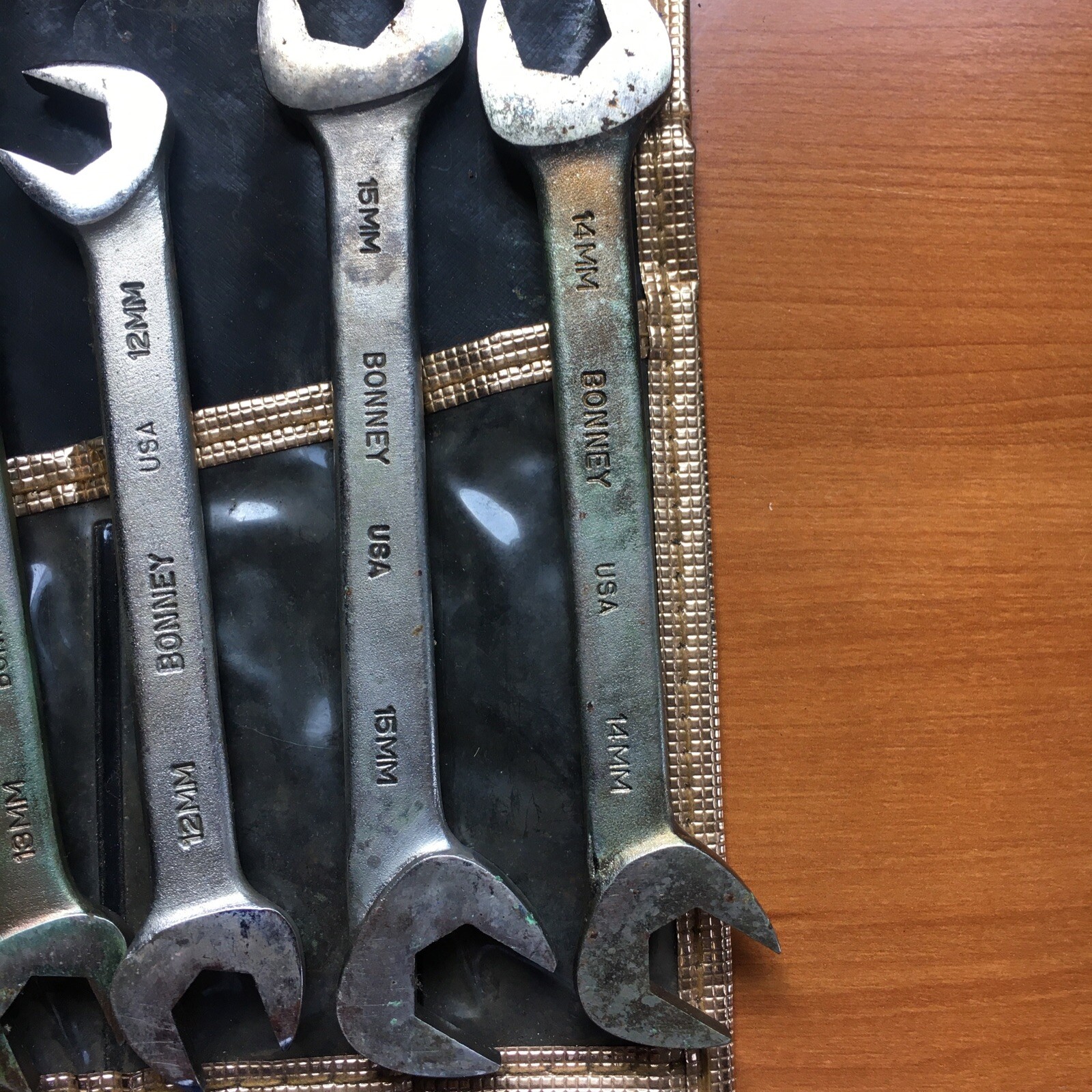 5 Bonney Metric Wrenches 1981 Chrysler MTSC Gold Tool Award & Shallow