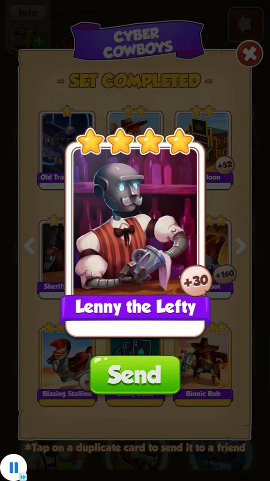 Coin Master 1× Lenny The Lefty Card ( Fast Delivery )