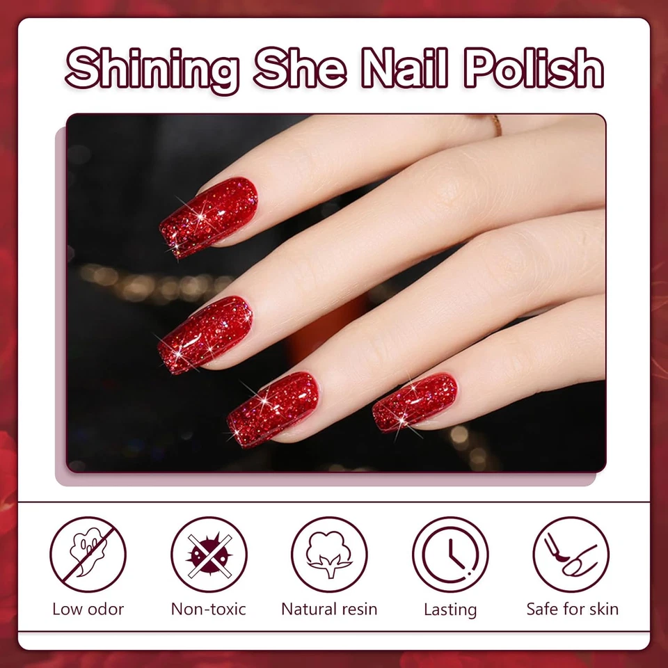 UV Nagellack Rot 6 Farben Cat Eye Glitzer Shellac Magnet SoakOff DIY 8ml - Bild 4 von 4