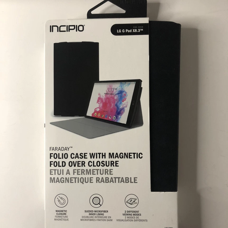 NUEVO Estuche Folio Negro Incipio Faraday LG G Pad X8.3 Cierre Magnético Forro Gamuza Foto 4 de 4