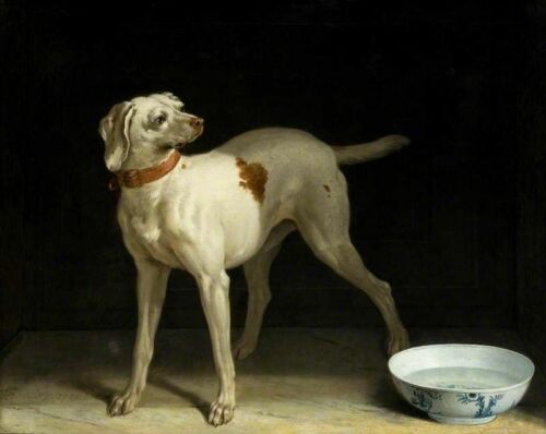 Grande peinture à l'huile A Dog Jean Baptiste Oudry peinte à la main à l'huile sur toile 36" - Photo 1 sur 1