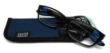 Foster Grant Reading Glasses with Soft Case Scooter Blue 2.50 NEW!