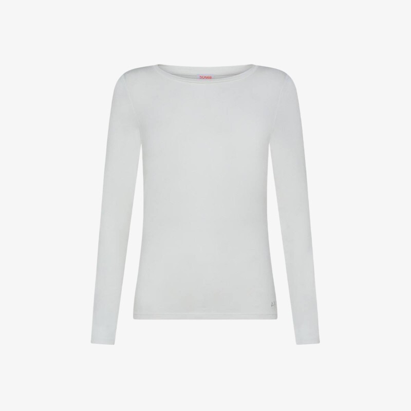 Футболка Manica Lunga Donna Sun 68 Bianco Panna T44213 с круглым вырезом горловины, L/S AI24