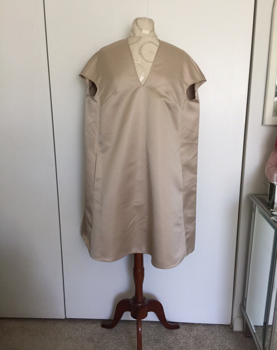 beige color satin dress Beige Satin Maxi Dress main image 1