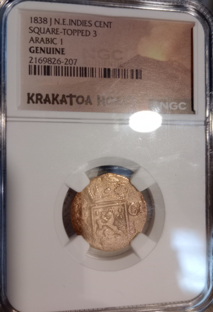 Krakatoa Hoard 1838 J N.E. Indies Cent Square-Topped 3 Arabic 1 | eBay