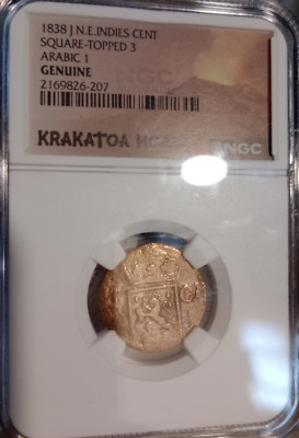 Krakatoa Hoard 1838 J N.E. Indies Cent Square-Topped 3 Arabic 1 | eBay