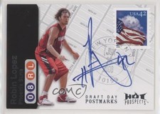 2008 Fleer Hot Prospects Draft Day Postmarks 40/50 Robin Lopez #DD-RL Auto 0ex8