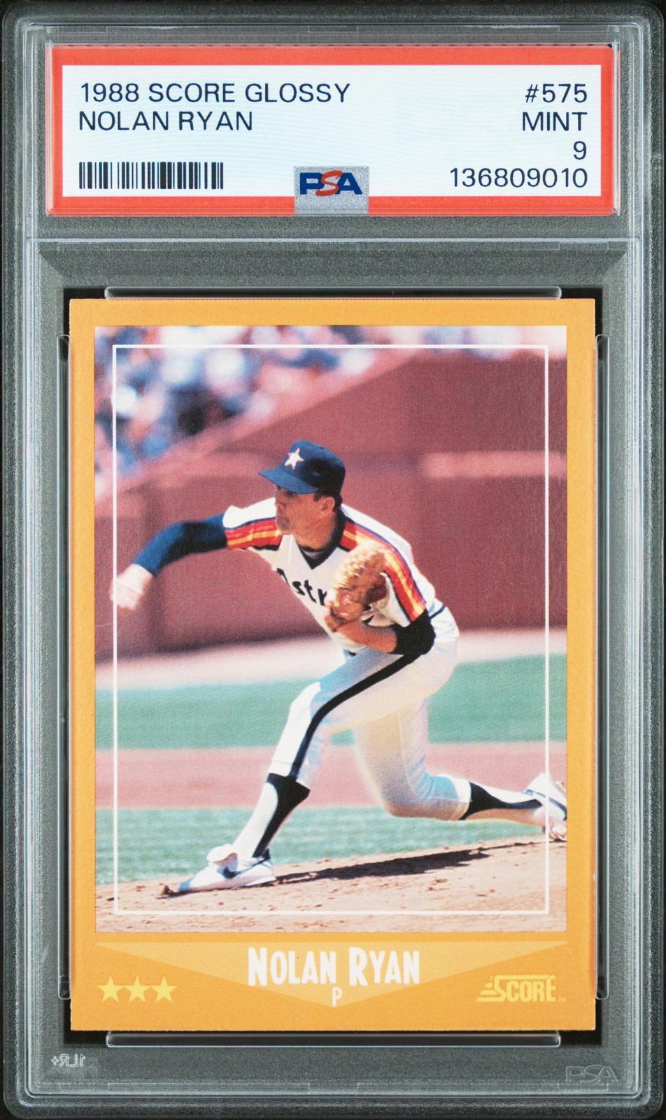 1988 SCORE GLOSSY #575 NOLAN RYAN PSA 9