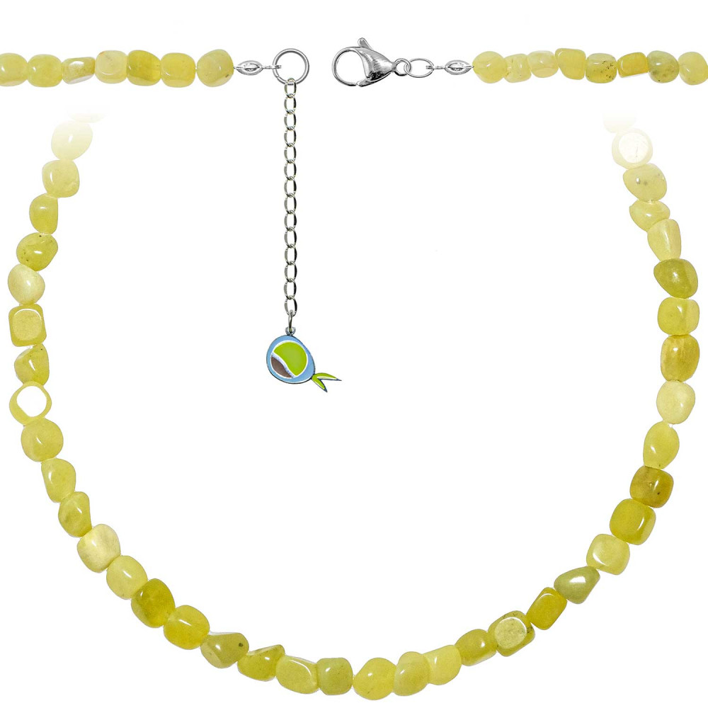 Collier en serpentine minéraux naturels collier ras de cou perles vertes 55cm