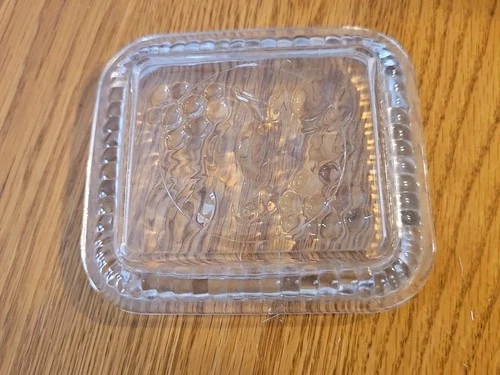 Vintage 1950s Federal Glass Refrigerator Dish Lid Fruit Design 5”x4.5"