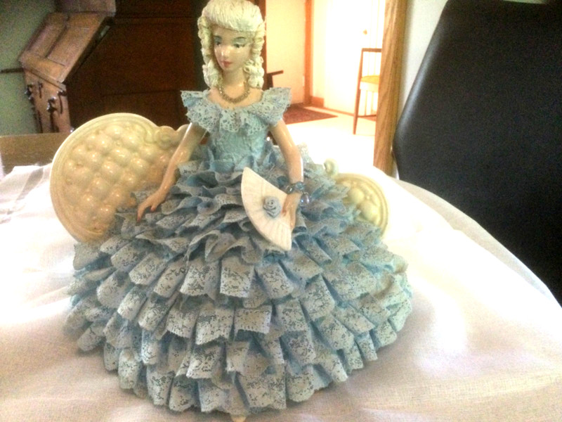 Porcelain Body Lace Figure Victorian Lady Dresden Style Lace Dress is Fabric10"