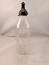PYREX Clear Glass Baby Bottle 8 Oz Hexagon Vintage Made in USA cross pattern emb