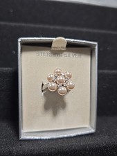 White Pearl Flower Ring Sterling Silver 925