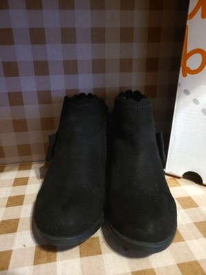 Jumping Beans  Techno Toddler Girls Ankle Boots Size 8T Black Faux Suede 