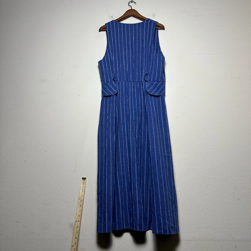 Maxi Vestido De Colección SL Moda Jean Denim Rayas Mujeres OS 90s Azul Playa Verano Foto 2 de 4