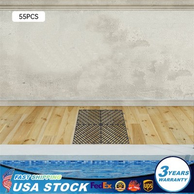 12x12x0.5 Inch 55PC Deck Tile Black Rubber Tiles Interlocking Garage Floor Tiles