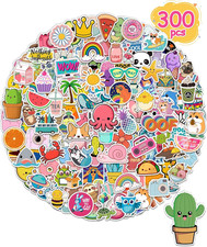 300 Pcs Stickers for Kids, Cute Water Bottle Vinyl Waterproof Laptop Stickers fo
