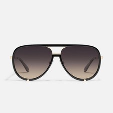 Quay High Profile Aviator Polarized Sunglasses Black Gold Frame
