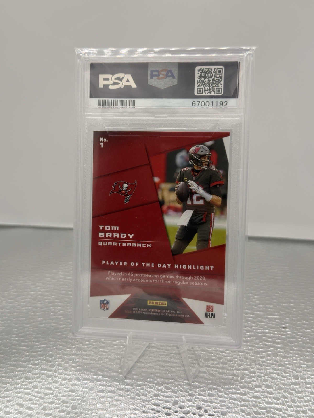 POP 1!!!! Panini 2021 NFL Player of the Day Tom Brady #1 Buccaneers  PSA 10 GEM view 2