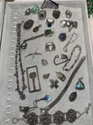 VINTAGE signed STERLING silver GEMS enamel NECKLACE mixed 270.5 gram jewelry LOT