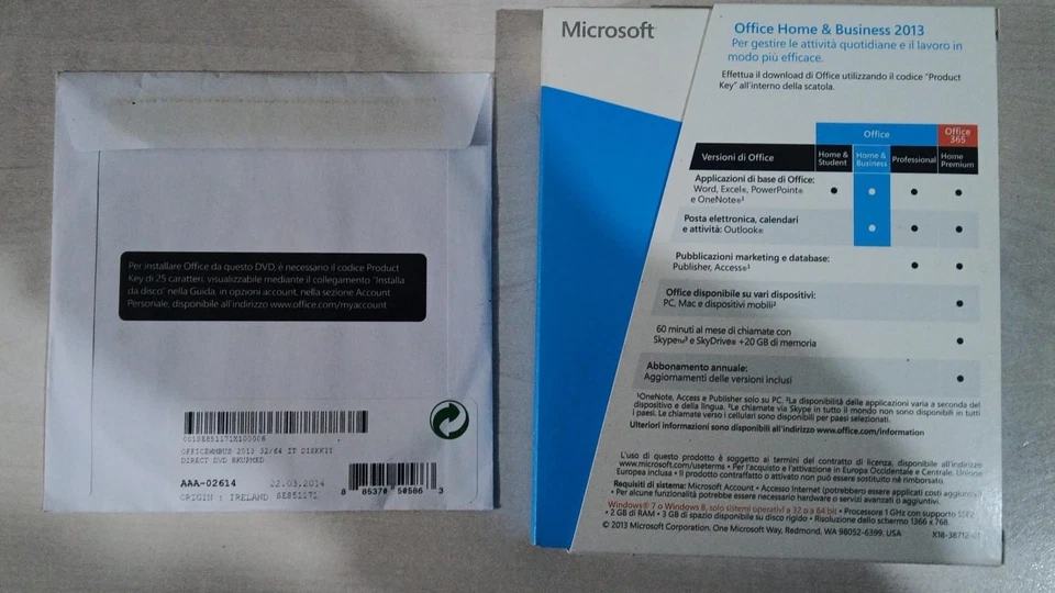 Microsoft Office 2013 Home and Business Product Key Card e DVD con Key originale - Immagine 2 di 3