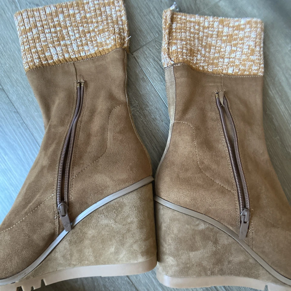 Botines Donald Pliner con Cuña Mujer Talla 10 Marrón Tejido Puño Gamuza Cremallera Foto 4 de 4