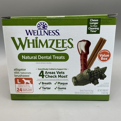 Wellness Value Box Dog Dental Treats, Natural Chews, Large Size, (24 Count)