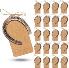 20 Mini Metal Horseshoes with Kraft Tags - Rustic Craft Decor  Party Favors