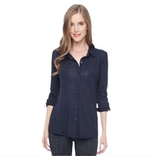 Splendid Slub Jersy Button Down Shirt Women's Supersoft Casual Top Size Medium