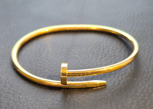 Cartier 18K Yellow Gold "Plain Juste Un Clou" Bracelet Bangle Size 20