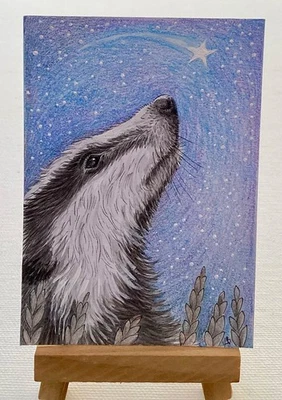ACEO ORIGINAL "Wish Upon a Star" der Künstlerin Katharine Bale, KB - Bild 1 von 3