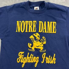 Vintage Notre Dame T-Shirt Mens Medium Navy Blue Good 90s USA Fruit of the Loom