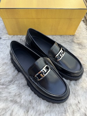 FENDI O'Lock Loafer Leder | Größe UK8 US9 EU42 | Slipper flach formell klassisch